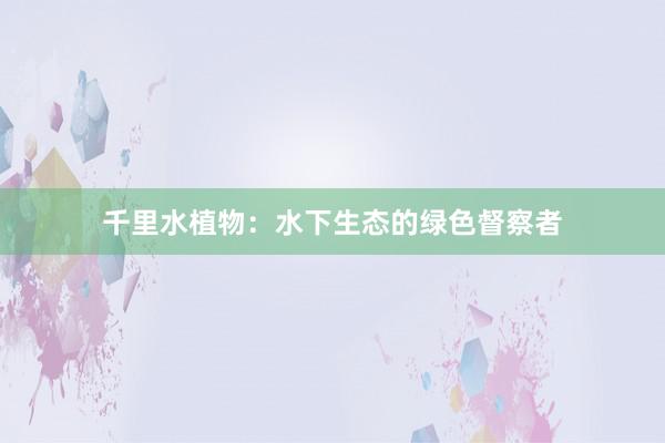 千里水植物：水下生态的绿色督察者